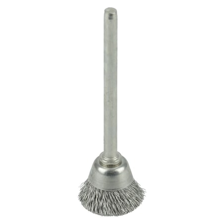 Weiler 5/8" Miniature Wire Cup Brush, .005" Stainless Steel Fill, 1/8" Stem 26076